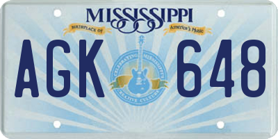 MS license plate AGK648