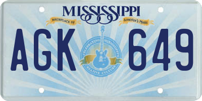 MS license plate AGK649