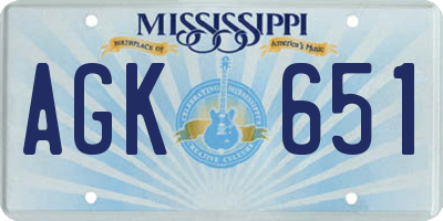 MS license plate AGK651