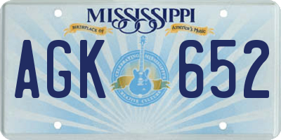 MS license plate AGK652