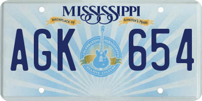 MS license plate AGK654