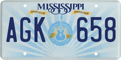 MS license plate AGK658