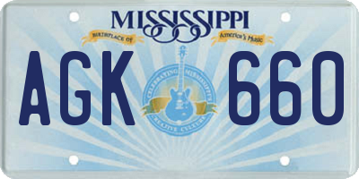 MS license plate AGK660