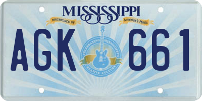 MS license plate AGK661