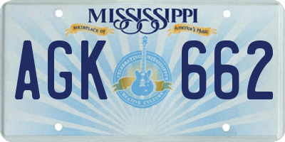 MS license plate AGK662