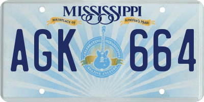 MS license plate AGK664