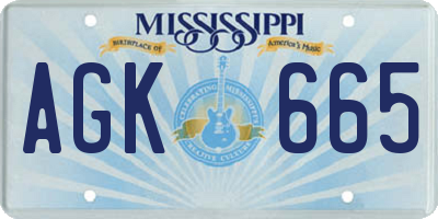 MS license plate AGK665