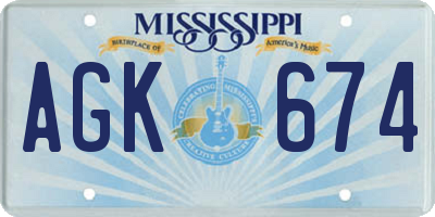 MS license plate AGK674