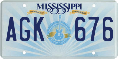 MS license plate AGK676