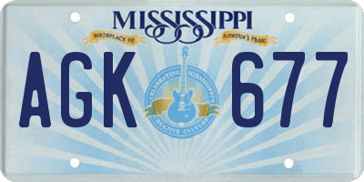 MS license plate AGK677