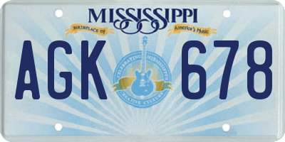 MS license plate AGK678