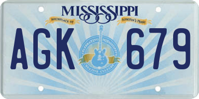 MS license plate AGK679