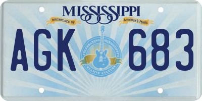 MS license plate AGK683