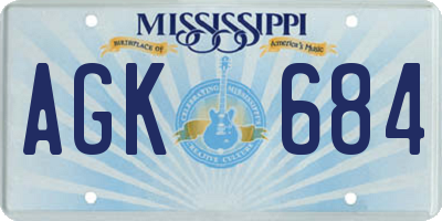 MS license plate AGK684