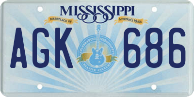 MS license plate AGK686