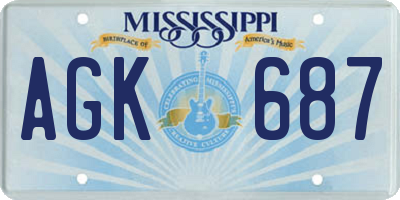 MS license plate AGK687