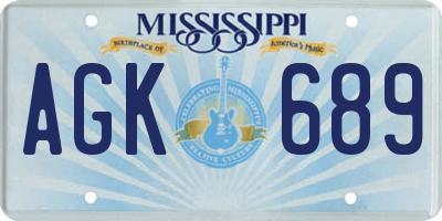MS license plate AGK689