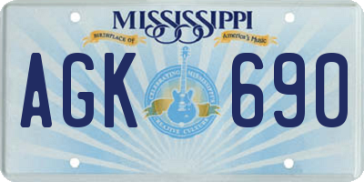 MS license plate AGK690