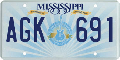 MS license plate AGK691