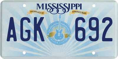 MS license plate AGK692