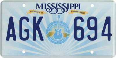 MS license plate AGK694