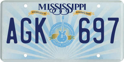 MS license plate AGK697