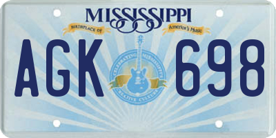 MS license plate AGK698