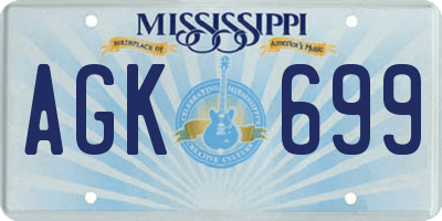 MS license plate AGK699