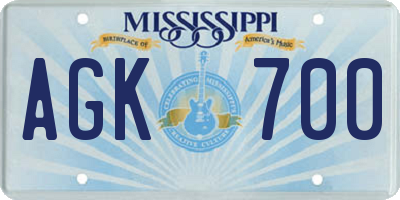 MS license plate AGK700