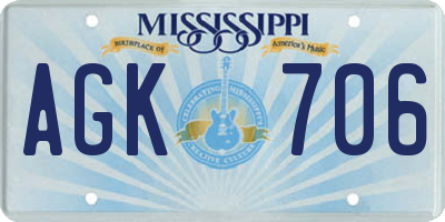 MS license plate AGK706