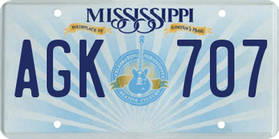 MS license plate AGK707