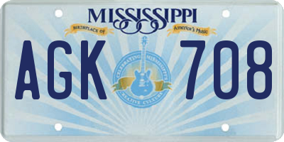 MS license plate AGK708