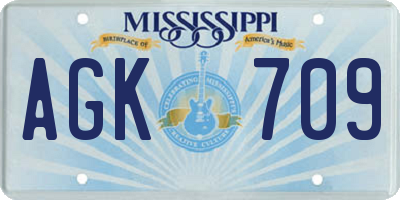 MS license plate AGK709