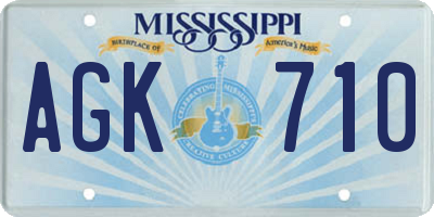 MS license plate AGK710