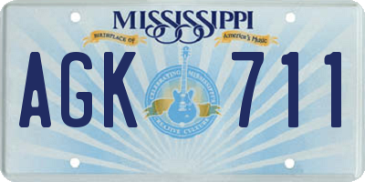 MS license plate AGK711