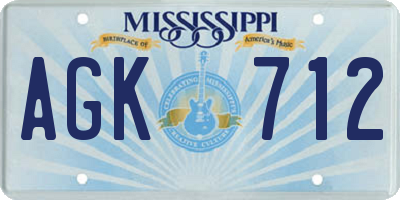 MS license plate AGK712