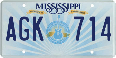 MS license plate AGK714