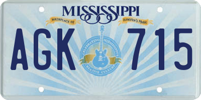 MS license plate AGK715