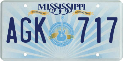 MS license plate AGK717