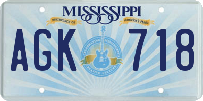 MS license plate AGK718