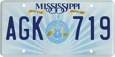 MS license plate AGK719