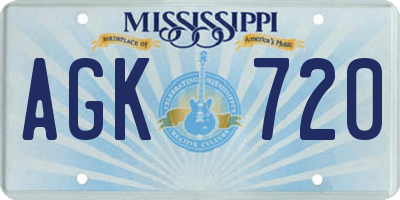 MS license plate AGK720