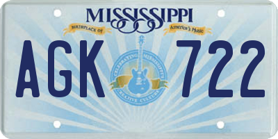 MS license plate AGK722