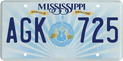 MS license plate AGK725