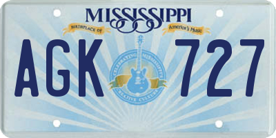 MS license plate AGK727