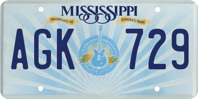 MS license plate AGK729