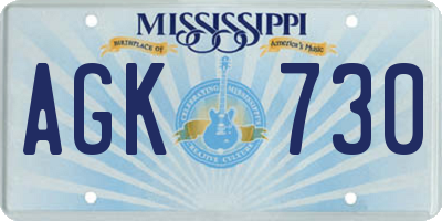 MS license plate AGK730