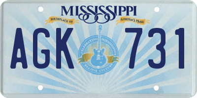 MS license plate AGK731