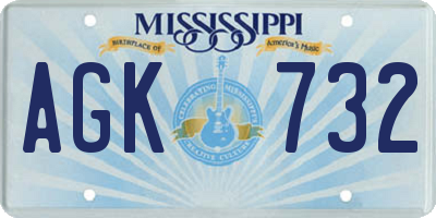 MS license plate AGK732