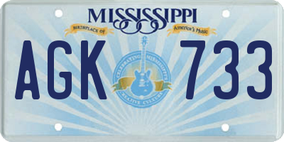MS license plate AGK733